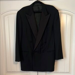 Ermenegildo Zegna Vintage Men’s Black Wool Double Breasted Blazer Jacket
